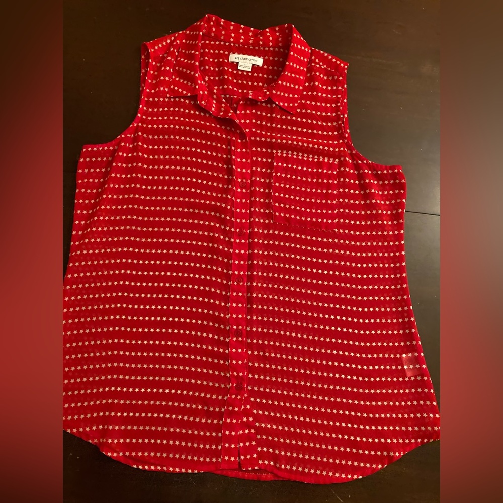 Red Liz Claiborne starred shirt Sz. L, light and airy